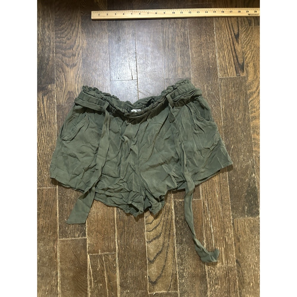 jack bb dakota womens pull on dress shorts tie waist size M olive green